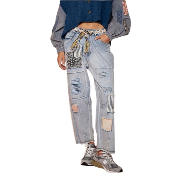 POL Denim - POL | Women’s Patchwork Boho Ankle-Length Denim Size Small 28in Waist